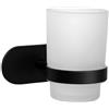 Ambrosya - Porta Spazzolino senza Foratura - Staffa Porta Bicchiere Bagno Tazza da Parete Porta Spazzolino da Incollare (Acciaio Inox (Nero))