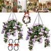 rialgirw Cesti Sospesi In Finto Mirto Crepe Da 38 Cm - Set Di 2, Piante Artificiali Realistiche Sospese Resistenti Ai Raggi Uv E Alle Intemperie, Fiori Artificiali Sospesi Con Cesto (Purple,2PCS)