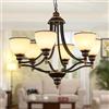 Ganeed Lampadari Vintage per Sala da Pranzo Finitura Bronzo Anticato Paralume in Vetro Satinato Altezza Regolabile Sospensioni Country per Isola Cucina Nero 6 Luci