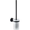 Kiamami Valentina - Scopino Wc Fissaggio A Muro Vetro/Acciaio Inox Nero Opaco | Violetta
