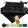 etérea Himmlische Qualität etérea Cuscino per Sedia 40x40 cm Nero - con Lacci, Imbottitura Indeformabile, Interno & Esterno, Set da 4 per Sedia da Giardino, Sala da Pranzo & Panca