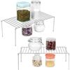 QIWODE Organizzatore per credenza da cucina, in filo metallico cromato con piedini antiscivolo, organizer da cucina, dispensa, controsoffitti, frigorifero, cibo e utensili, argento (confezione da 2)