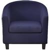 WWQQKJ Copripoltrona 1 Posto Chesterfield Elasticizzato 2 Pezzi Tinta Unita Fodere Poltrona da Cocktail Antiscivolo con Coprisedile per Bar Soggiorno Camera da Letto Club(Blu Navy)
