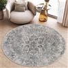 TAPISO Valley Tappeto Salotto Moderno Rotondo Pelo Corto Vintage Motivo Classico Floreale Sfumato tonalità Beige Grigio Salotto Camera Sala Ufficio Oeko-Tex 120 x 120 cm