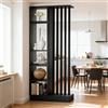 Horseo Colonna divisoria per ingresso dal pavimento al soffitto - Divisorio indipendente con ripiani, facile da montare, decorazione indipendente per camera da letto e ufficio (A Grey+Black, 80cm/31.5in)
