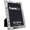 Frametigo - Cornice Fotografica Stretta Martellata Placcata Argento, 15x20cm - Supporto e Supporto per Cornice in Velluto - Finestra in Vetro Reale - Orientamento Orizzontale o Verticale