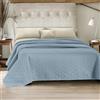 IlGruppone Trapuntino Fiocco Trapuntato Matrimoniale Elegante Copriletto Con Trapuntatura Fantasia Fiocchetti Due Piazze Coperta Letto Leggera Primavera Estate Trapunta Coperta Leggera Fiocchetto - Azzurro