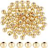 BENECREAT 80 Pezzo di Perle Rotonde in Ottone Placcato Oro 18K, Perline Scorrevoli con Tappo Dorato da 4x3 mm con Interno in Gomma per Collane, Bracciali e Creazione di Gioielli, Foro: 1 mm