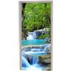 A.Monamour Adesivo Porta Autoadesiva Foresta Della Cascata Della Cascata Blu Del Parco Nazionale Di Erawan Della Tailandia Vinile PVC Adesivi per Porte Interne 3D Pellicola Adesiva Sticker Murale