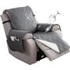 BUAOGDVG Copripoltrona Relax Reclinabile Impermeabile Copridivano Reclinabile, Copertura Salvadivano per Poltrona Antiscivolo Antivegetativa per Protezione Divano(Grigio Scuro,1 Posto)