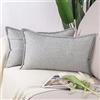 Madizz 2 Pezzi Lino in Poliestere Copricuscini Morbido Decorativo Fodere per Cuscino Lusso Stile per Divano Camera da Letto 30x50 cm Grigio Chiaro
