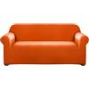 PARAMAISON Copridivano 1 Posto Elasticizzato, Universale con Braccioli. Lavabile in Lavatrice | Arancio - fino a 140 cm