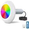 OSREE Luci Piscina LED con Filettatura 2, 15W Lampade Piscina RGB Multicolore con Telecomando, 600lm, Ø190mm, 12V AC Riempito Resina Faro per Piscinas Prefabbricate Vetroresina Fuori Terra Acciaio