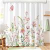 Hopomoon Tenda Doccia Rosa 180x180 cm - Tenda Bagno con Motivi Floreali e Botanici ad Acquerello, in Poliestere Impermeabile e Lavabile, Include 12 Ganci