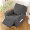 WWQQKJ Copripoltrona Relax Reclinabile, Copripoltrona Elettrica Reclinabile Elasticizzato con Tasche Universale Copri Poltrona Elettrica Reclinabile con Braccioli(Grigio Scuro,1 Posto)