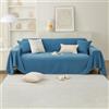 PETCUTE Copridivano multifunzione, grande dimensione, fodera divano 2 posti, reversibile, copertura letto matrimoniale, blu, 180x150 cm