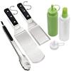 Anmarko Set di 4 spatole in metallo, kit di accessori per grill, spatole piatte per grill, pancake, hamburger, utensili in metallo, ideali per barbecue, piastra piatta in ghisa, di grado commerciale