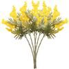 DULRLLY 6 steli di fiori artificiali di acacia da 38 cm, colore giallo, in seta, per vasi, finto floccaggio di mimosa, rami per composizioni floreali, decorazioni per la casa e matrimoni (giallo)