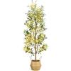 NZQXJXZ Albero di Olive Artificiale 180 cm con Luci, Pianta Artificiale da Interno con Vaso e Cesto, Piante Artificiali con Tronco Naturale e Frutti Realistici per Casa Ufficio