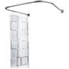 Duoruameng Asta per tenda da doccia angolare in acciaio inox, a forma di U, in metallo, regolabile, per finestre del bagno, balconi, bagni, guardaroba, argento (80-130 cm)