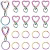 PH PandaHall PandaHall Set di Fermagli Girevoli Arcobaleno Da 20 pezzo,10 pz A Forma di Cuore Lega Grilletto Moschettoni Cordino Gancio Portachiavi con 10 pezzi 304 portachiavi In Acciaio Inossidabile Tondo Diviso