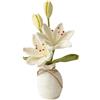 Magicherry Bouquet di giglio lavorato a maglia all'uncinetto con vaso, 24 cm, lavorato a maglia, fiore intrecciato a mano con squisito vaso per donne, regalo di compleanno, decorazione per casa