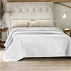 IlGruppone Trapuntino Fiocco Trapuntato Matrimoniale Elegante Copriletto Con Trapuntatura Fantasia Fiocchetti Due Piazze Coperta Letto Leggera Primavera Estate Trapunta Coperta Leggera Fiocchetto - Bianco