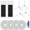 Donkivvy Set di accessori di ricambio per aspirapolvere per Ecovacs per Deebot T20 Omni Robot, 4 spazzole laterali, 2 filtri HEPA, 4 panni per , 1 spazzola per la pulizia