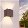 Eurekaled - Applique da parete LED Cubo 12W - Fascio di luce regolabile - IP65 Lampada per interno/esterno - Up&down - Design moderno (Corten, CCT)