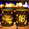 Jostift Set di 12 portacandele decorativi da tavolo per il 18° compleanno, decorazione da tavolo Happy Birthday, decorazione d'atmosfera per il 18° compleanno per ragazzo/ragazza