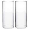 XINDAGLASS Set di 2 Portacandele Cilindriche in Vetro Senza Fondo, Trasparente Uragano per Pilastro, Grande Tubo Aperto, Diametro 9,5 cm, Altezza 20,3 cm