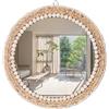 OYPEIP Specchio per trucco rotondo grande da 50,8 cm, in rattan naturale, stile boho, decorazione artistica innovativa, per camera da letto e toeletta, bagno, specchi da parete da appendere, oggetti