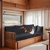 SYLC Impermeabile Coprisedile Per Caravan, Carovana Copricuscino Per Divano Camper Con Elastica E Allacciatura,Fodere Per RV Panchina (Med Grey,W 95-135 cm, D 65-95 cm)