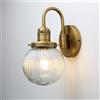 JIMUBEAM Applique industriale vintage a collo d'oca a 1 luce con paralume rotondo a coste in vetro trasparente globo, Lampada da parete interna per camera da letto Soggiorno Bagno Vanità