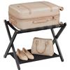 COSTWAY Portavaligie Pieghevole, Porta Valigie con Struttura in Legno Massello, Portapacchi a 2 Ripiani per Hotel e Viaggio, Portata 60 kg (1 pz,Nero)