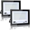 Tkdaksy 2 Pezzi Faro LED Esterno 100W, Bianco Freddo 6500K, IP66 Impermeabile Faretti led esterno, 10000LM Faretti LED Esterno, per Giardini, Cortili, Garage, Tetti, Terrazze, Parcheggi, Banchine