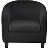 WWQQKJ Copripoltrona 1 Posto Chesterfield Elasticizzato 2 Pezzi Tinta Unita Fodere Poltrona da Cocktail Antiscivolo con Coprisedile per Bar Soggiorno Camera da Letto Club(Black)
