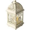 GBKDQQ Lanterna decorativa per candele, stile vintage, altezza 21 cm, per candele a LED, lanterne in metallo per candele, feste, matrimoni (bianco con spazzola dorata)