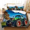 Leleyouzer Traktor Print - Set di biancheria da letto con motivo a trattore 3D, per bambini e ragazzi, in microfibra, morbido e confortevole, set da 3 pezzi con chiusura lampo (trattore 4, 200 x 200