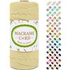 LEREATI Corda Macrame 3mm x 100m, LEREATI Filo Macrame 3mm Cordoncino Cotone Colorato, Macramè Filo Cordino per Borse Uncinetto, Arazzo da Parete, Fai da Te, Decorazioni Nuziali, Piante (Giallo Chiaro)