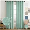 MIULEE Tende Lino con Anelli Effetto Lino Soggiorno Moderna Tenda Voile Semitrasparenti Naturale 2 Pezzi, 140 x 280 cm Verde Menta