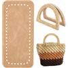 PH PandaHall Kit per Fare Borsa Uncinetto, 25x12cm Fondo per Borsa Rettangolare 2pz 12x8.5cm Manici in Legno per Borse a Forma di D per Borse Fatte a Mano all'Uncinetto