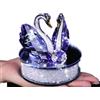 Besot Squisita statuetta di cristallo a forma di cigno fatta a mano, in vetro, decorazione per auto, coppia di cigni con base, decorazione per la casa, regalo di Natale... (Blu)