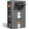 NiuBeBe Scatole per Armadio Rigide: Contenitori per Armadio Cerniera - Piumone Lenzuola Organizzatore Armadio - Scatole per Vestit (Grigio 3x100L)