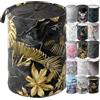 Sanilo Cesto per il Bucato con Coperchio, Cesto per Biancheria Robusto e Rotondo 60 Litri, Portabiancheria Piegabile con Maniglie Laterali (Golden Leaves)