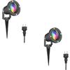 ledscom.de 2 faretti da giardino a LED DUK antracite con picchetto a terra per esterni, IP65, incl. lampada LED GU10 RGBW smart Home (5,5W, 473lm)