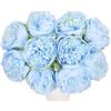QUARKZMAN Teste di Fiori Artificiali, Piante di Foglie di Peonia di Seta, Fiori Finti di Ortensia Azzurra per Creazioni Fai-Da-Te, Matrimoni e Decorazioni per Feste, Confezione da 10