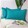 Madizz 2 Pezzi Lino in Poliestere Copricuscini Morbido Decorativo Fodere per Cuscino Lusso Stile per Divano Camera da Letto 30x50 cm Teal