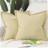 Madizz 2 Pezzi Poliestere Lino Copricuscini con bordo largo Morbido Decorativo Fodere per Cuscino Lusso Stile per Divano Camera da Letto 45x45 cm Giallo chiaro