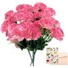SNAIL GARDEN 24 fiori artificiali garofano rosa, fiori sfusi con stermi, bouquet di fiori finti, petali di seta di garofano, fiori finti non sbiadiscono, fiori grandi da 7,6 cm, per festa della mamma,